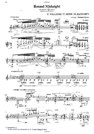 Thelonious Monk Round Midnight score for Acoustic Guitar