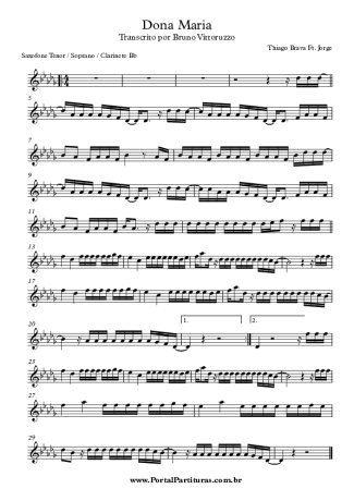 Thiago Brava Dona Maria score for Tenor Saxophone Soprano (Bb)