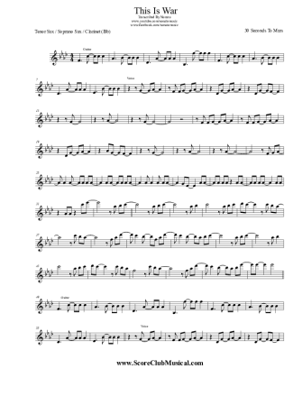 Thirty Seconds to Mars This Is War score for Tenor Saxophone Soprano (Bb)