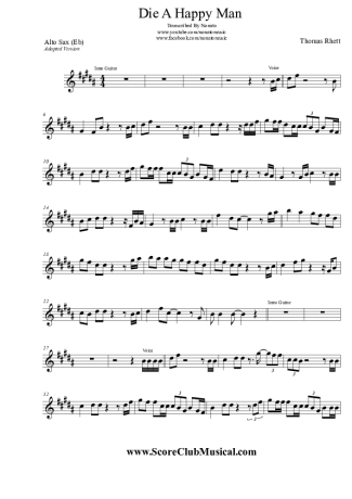 Thomas Rhett Die A Happy Man score for Alto Saxophone