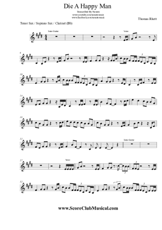 Thomas Rhett Die A Happy Man score for Clarinet (Bb)