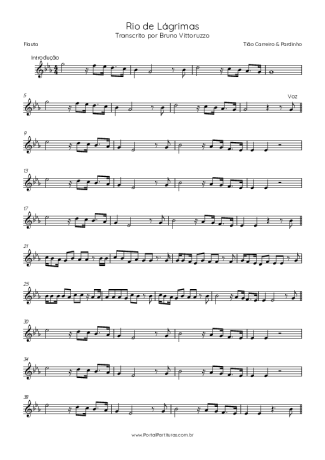 Tião Carreiro & Pardinho Rio De Lágrimas score for Flute