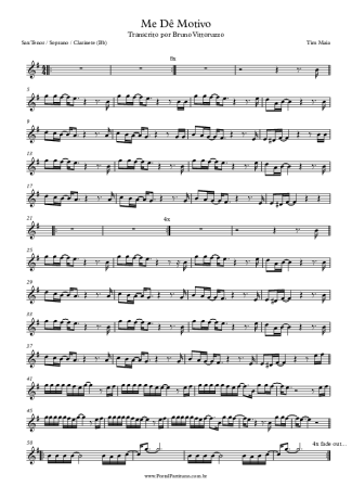 Tim Maia Me Dê Motivo score for Tenor Saxophone Soprano (Bb)