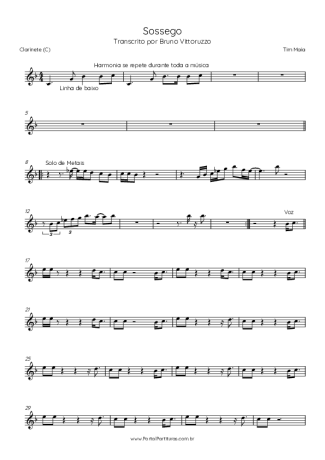 Tim Maia  score for Clarinet (C)