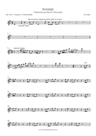 Tim Maia  score for Tenor Saxophone Soprano (Bb)