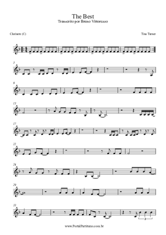 Tina Turner  score for Clarinet (C)