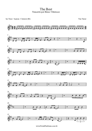 Tina Turner Simply The Best score for Tenor Saxophone Soprano (Bb)