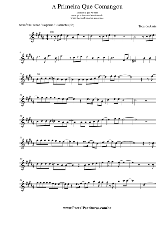 Toca de Assis A Primeira Que Comungou score for Tenor Saxophone Soprano (Bb)