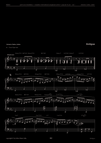 Tom Jobim Antigua score for Piano
