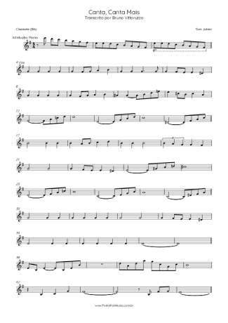 Tom Jobim Canta, Canta Mais score for Clarinet (Bb)