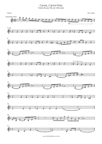 Tom Jobim Canta, Canta Mais score for Flute