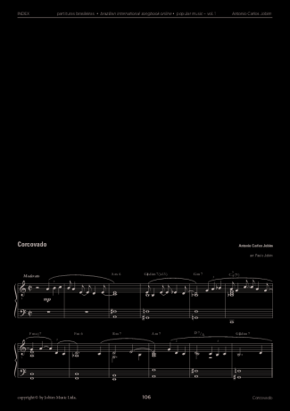 Tom Jobim Corcovado score for Piano