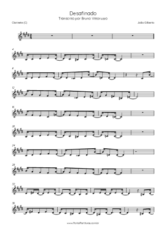 Tom Jobim Desafinado score for Clarinet (C)