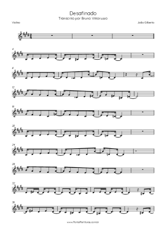 Tom Jobim Desafinado score for Violin