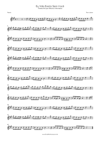 Tom Jobim Eu Não Existo Sem Você score for Flute