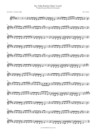Tom Jobim Eu Não Existo Sem Você score for Tenor Saxophone Soprano (Bb)