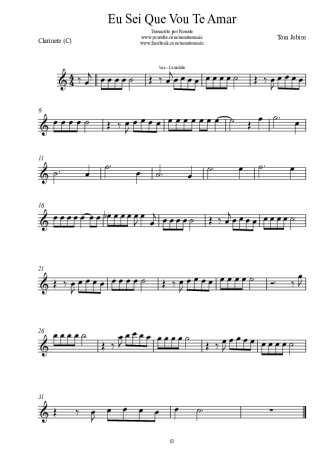 Tom Jobim Eu Sei Que Vou Te Amar score for Clarinet (C)