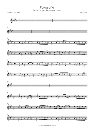 Tom Jobim Fotografia score for Alto Saxophone