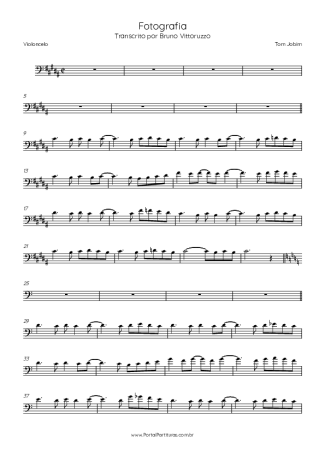 Tom Jobim Fotografia score for Cello