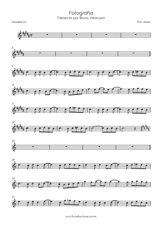 Tom Jobim Fotografia score for Clarinet (C)