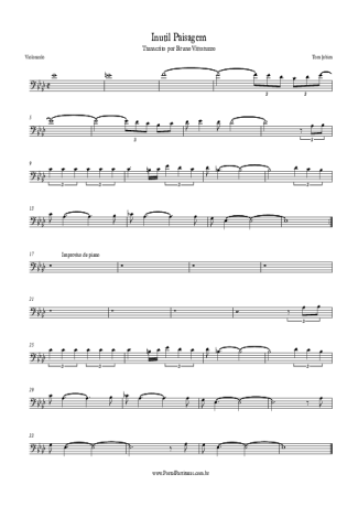 Tom Jobim Inútil Paisagem score for Cello