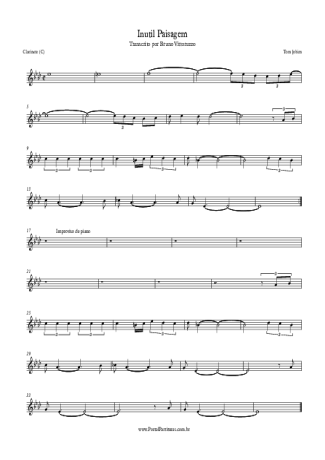 Tom Jobim Inútil Paisagem score for Clarinet (C)