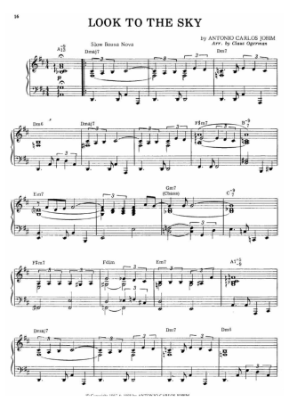 Tom Jobim Look To The Sky score for Piano