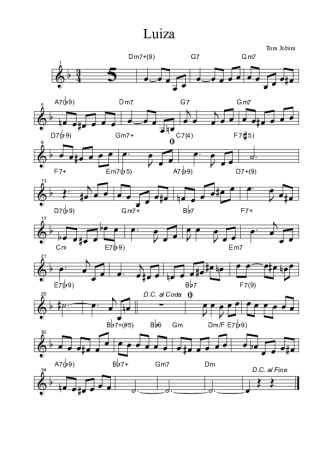 Tom Jobim - Luiza - Sheet Music For Clarinet (Bb)