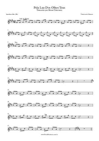 Tom Jobim Pela Luz Dos Olhos Teus score for Alto Saxophone