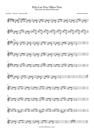 Tom Jobim Pela Luz Dos Olhos Teus score for Clarinet (Bb)