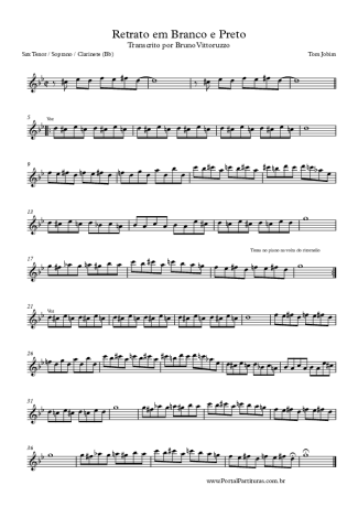 Tom Jobim Retrato Em Branco E Preto score for Tenor Saxophone Soprano (Bb)