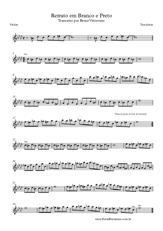 Tom Jobim Retrato Em Branco E Preto score for Violin