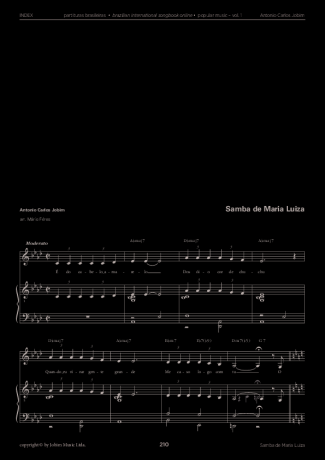 Tom Jobim Samba de Maria Luiza score for Piano