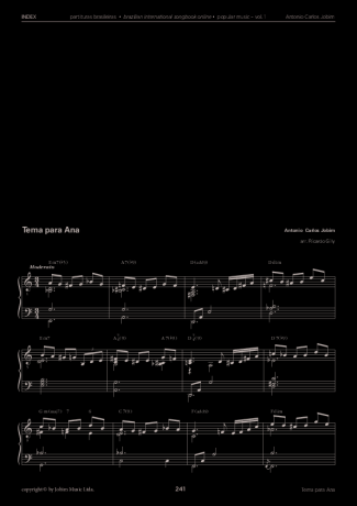 Tom Jobim Tema Para Ana score for Piano