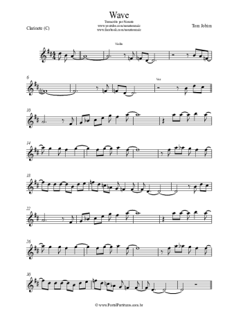 Tom Jobim Wave score for Clarinet (C)