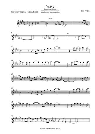 Tom Jobim Wave score for Tenor Saxophone Soprano (Bb)