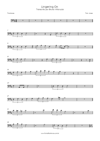 Tom Jones Lingering On score for Trombone