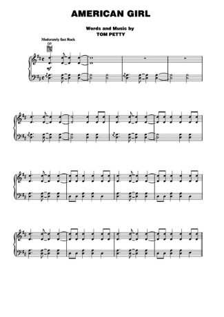 Tom Petty American Girl score for Piano