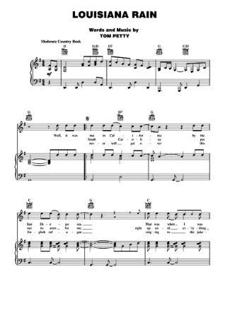 Tom Petty Louisiana Rain score for Piano