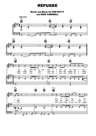 Tom Petty Refugee score for Piano
