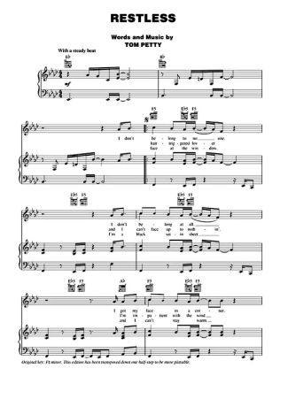 Tom Petty Restless score for Piano