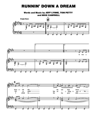 Tom Petty Runnin Down A Dream score for Piano