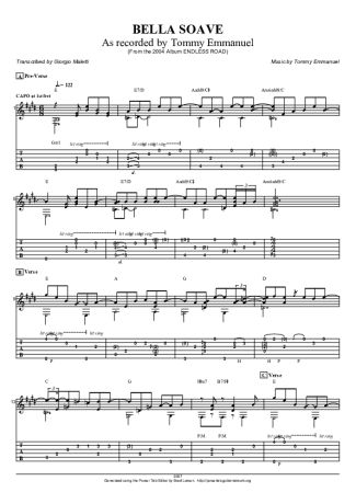 Tommy Emmanuel Bella Soave score for Acoustic Guitar