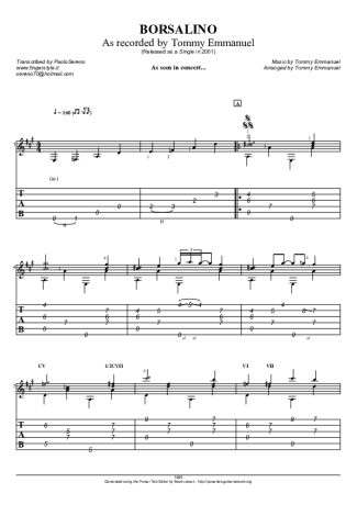 Tommy Emmanuel Borsalino score for Acoustic Guitar