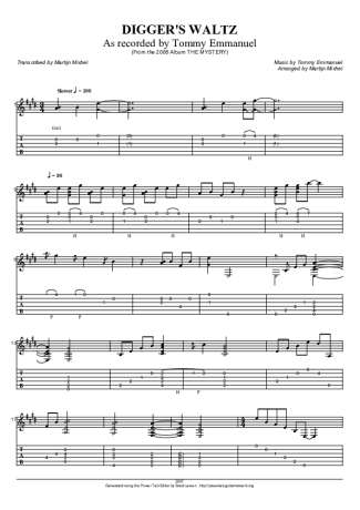 Tommy Emmanuel Diggers Waltz score for Acoustic Guitar