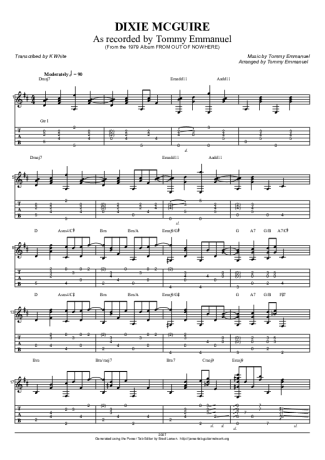 Tommy Emmanuel Dixie Mcguire score for Acoustic Guitar