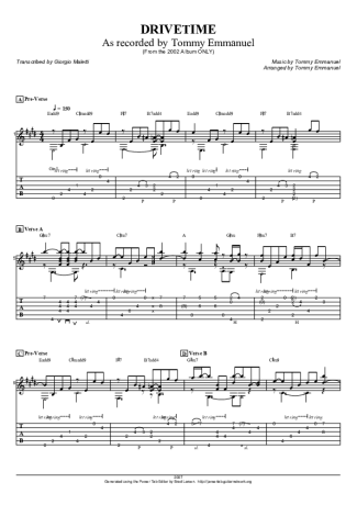 Tommy Emmanuel Drivetime score for Acoustic Guitar
