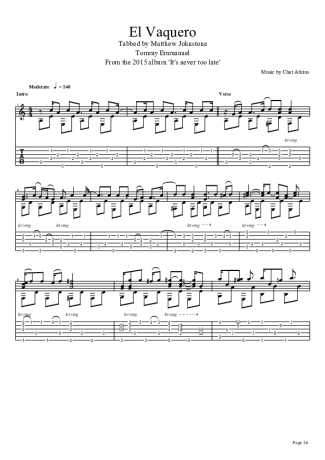 Tommy Emmanuel El Vaquero score for Acoustic Guitar