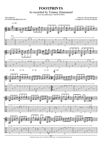 Tommy Emmanuel Footprints score for Acoustic Guitar