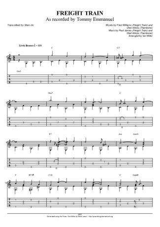 Tommy Emmanuel Freight Train score for Acoustic Guitar